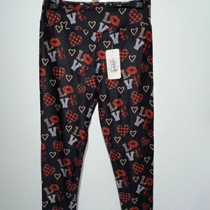 Jaam Apparel Inc. Women's Multicolor Love Heart Valentine's Leggings Medium NWT